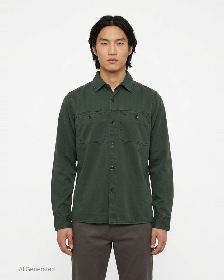 Overdyed Denim Long Sleeve Workwear Shirt | rag & bone | Club21 - front