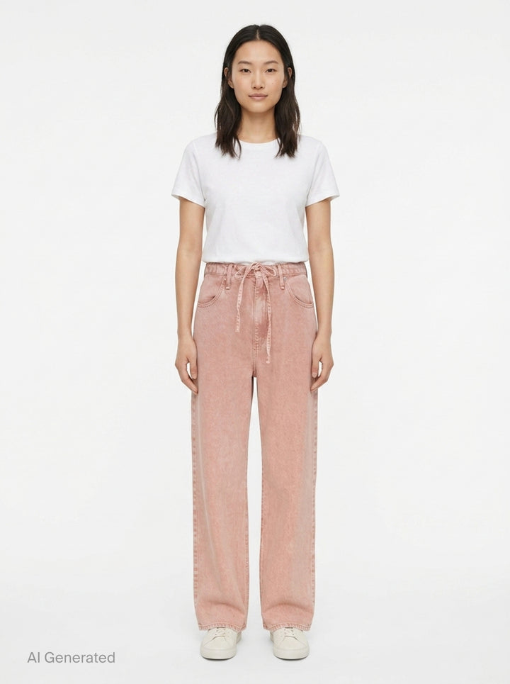 Phoebe Drawstring Wide Leg Jeans | rag & bone | Club21 - front