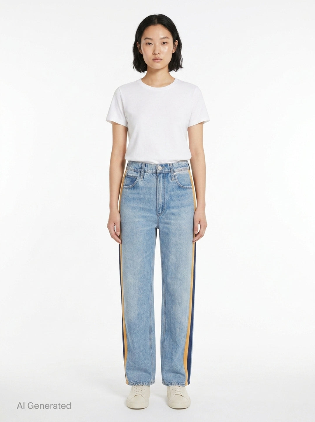 Side Stripe Wide Leg Jeans | rag & bone | Club21 - front