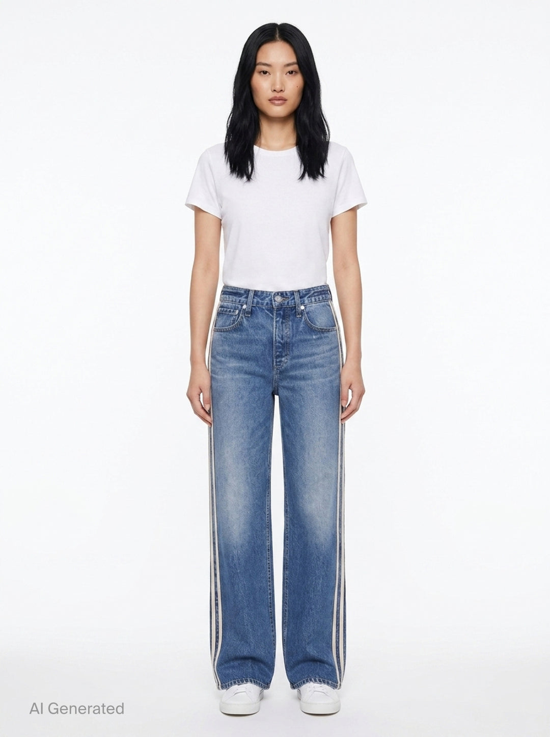 Side Stripe Wide Leg Jeans | rag & bone | Club21 - front