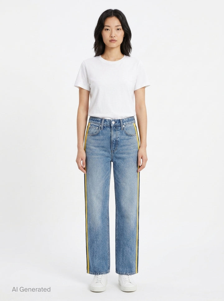 Side Stripe Wide Leg Jeans | rag & bone | Club21 - front
