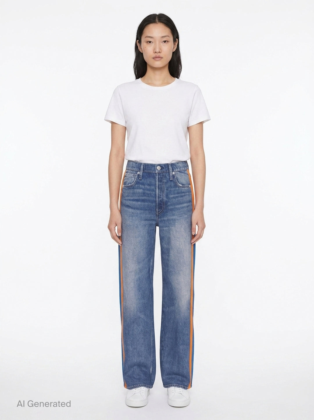 Side Stripe Wide Leg Jeans | rag & bone | Club21 - front