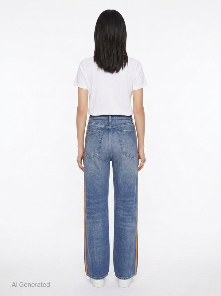 Side Stripe Wide Leg Jeans | rag & bone | Club21 - back