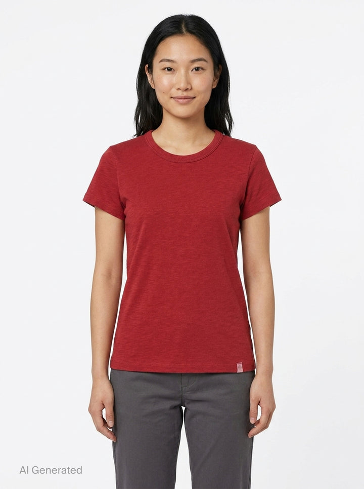 rag & bone Slub Tee in red, featuring a crew neckline, short sleeves, and slub cotton texture — front view - front