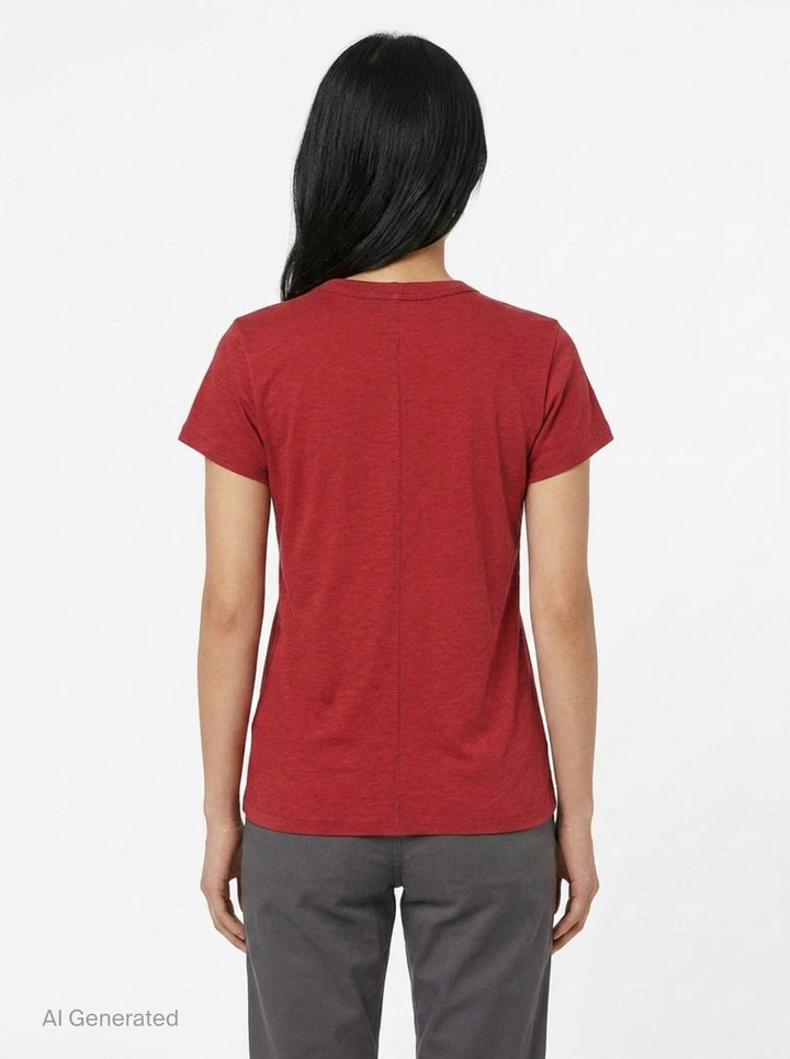 rag & bone Slub Tee in red, featuring a crew neckline, short sleeves, and slub cotton texture — front view - back