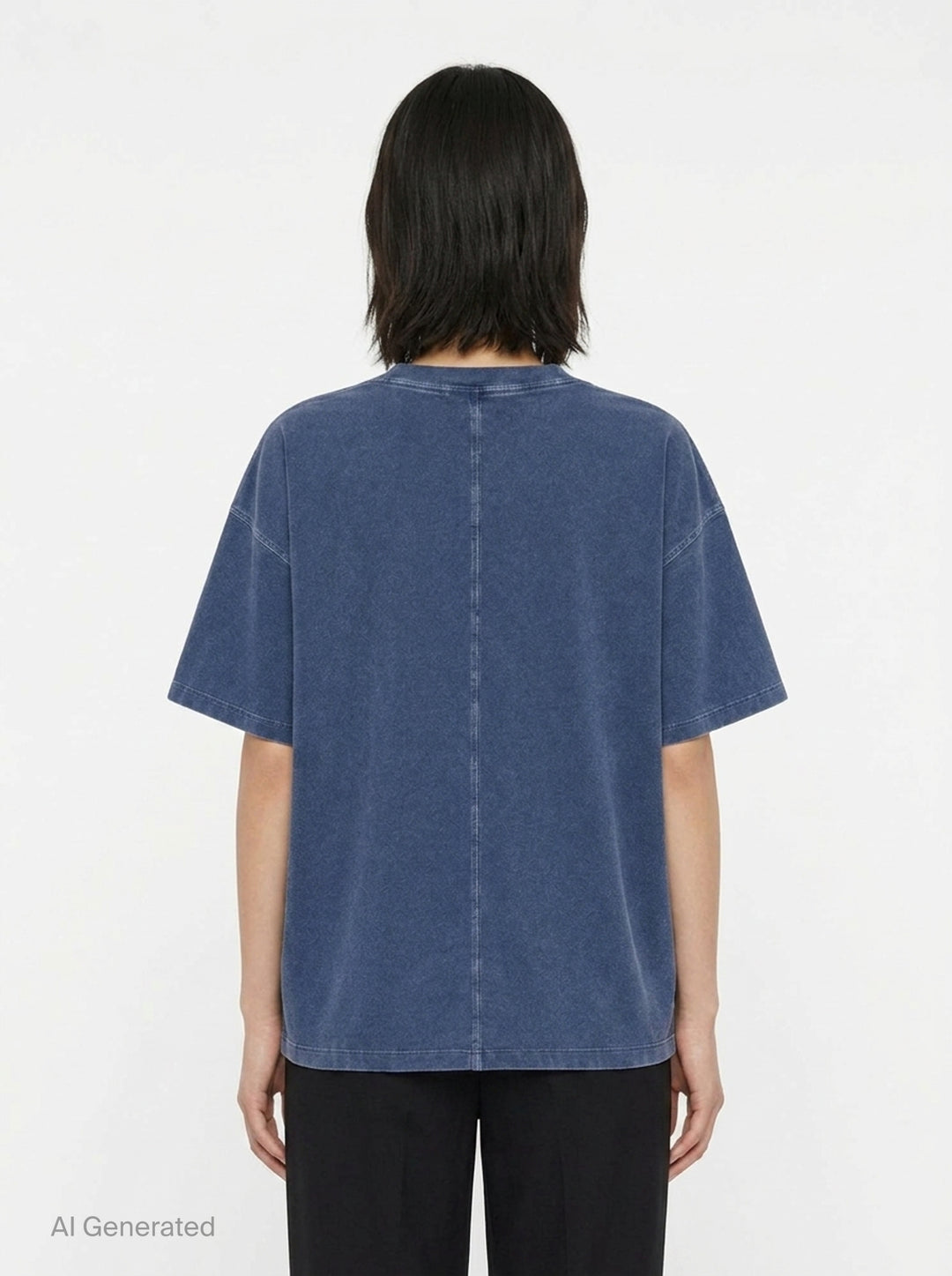 rag & bone University Alex Tee in washed navy, featuring a distressed arched collegiate graphic print reading 'RAG & BONE NYC', relaxed oversized fit with a crewneck collar and short sleeves - back