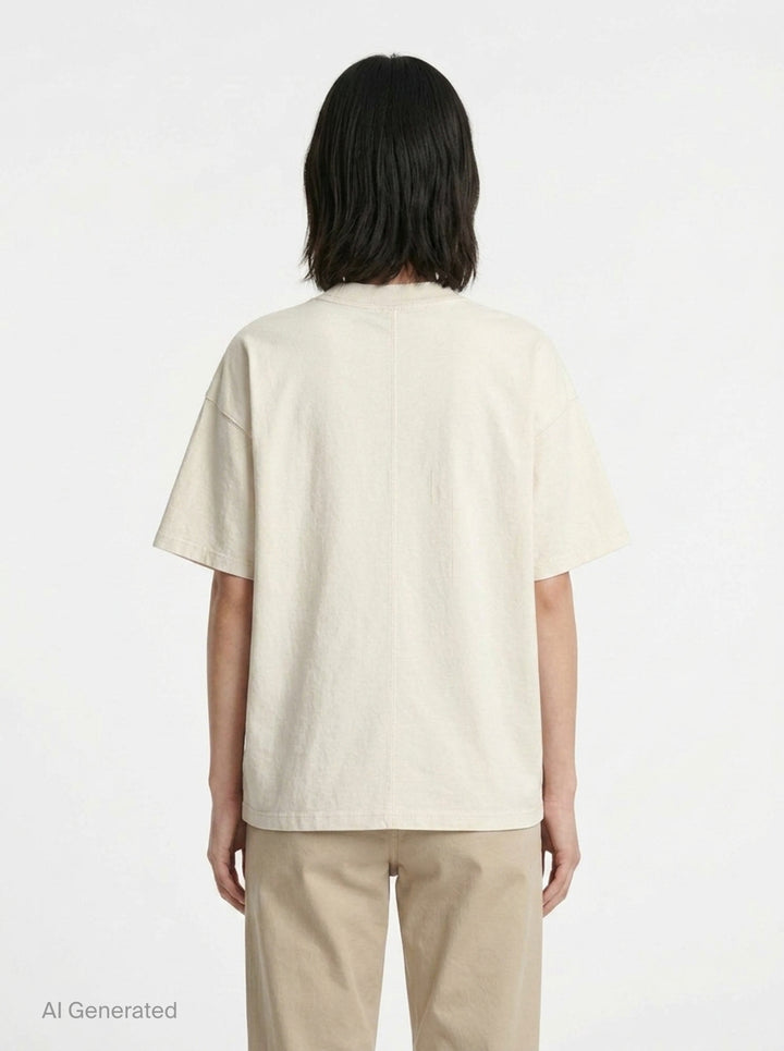 rag & bone University Alex Tee in washed navy, featuring a distressed arched collegiate graphic print reading 'RAG & BONE NYC', relaxed oversized fit with a crewneck collar and short sleeves - back
