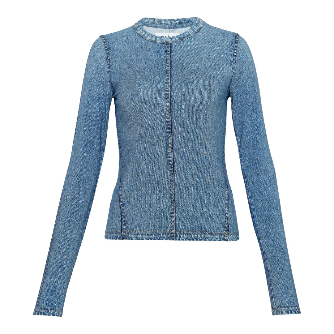 Club21 - rag & bone - Miramar Jersey Long Sleeve Tee - WOVEN TOPS - Blue