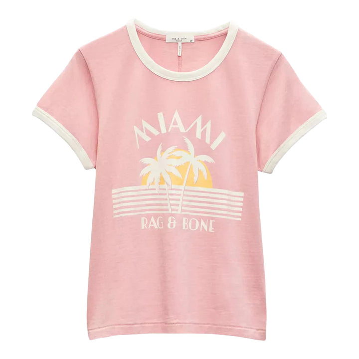 Club21 - rag & bone - RB Miami Boxy Ringer Tee - TEES - Pink