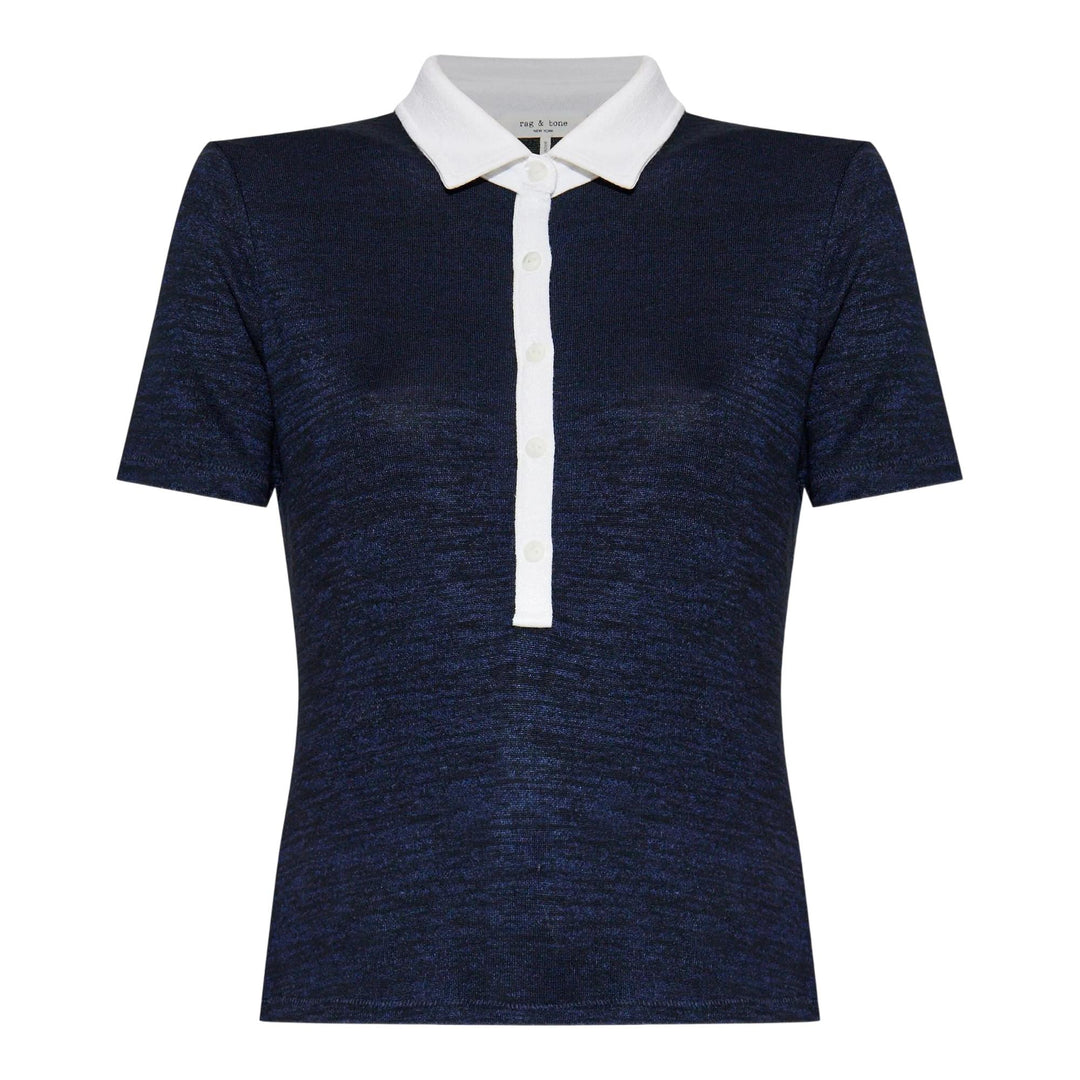 Club21 - rag & bone - The Knit Button Short Sleeve Polo - POLOS - Navy