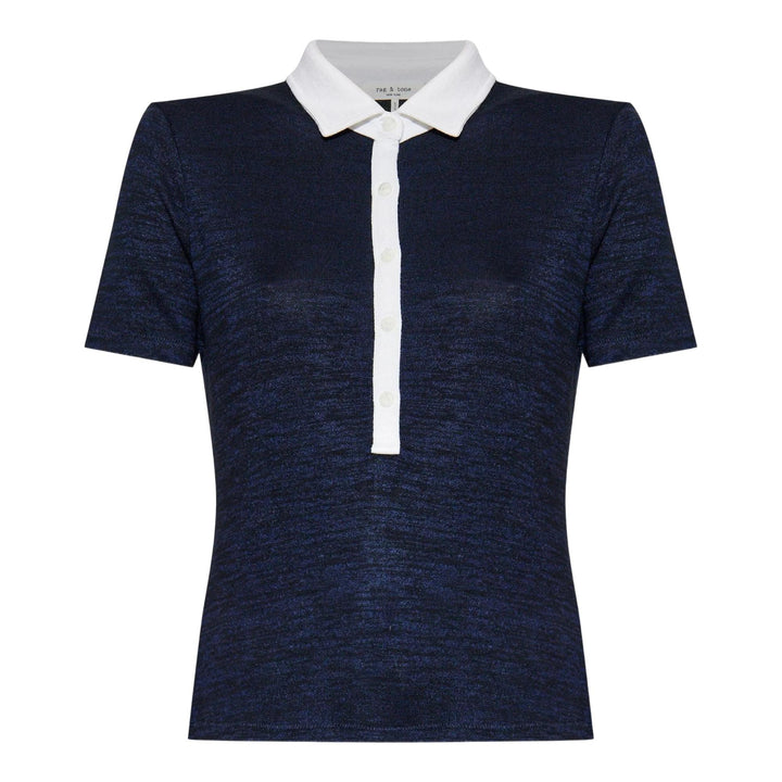 Club21 - rag & bone - The Knit Button Short Sleeve Polo - POLOS - Navy