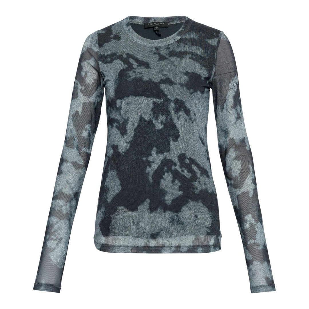 Club21 - rag & bone - Yana Printed Mesh Long Sleeve Tee - WOVEN TOPS - Brown