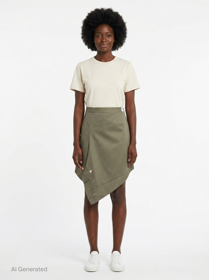 Cotton Asymmetric Wrap Skirt | RE;CODE | Club21 - front
