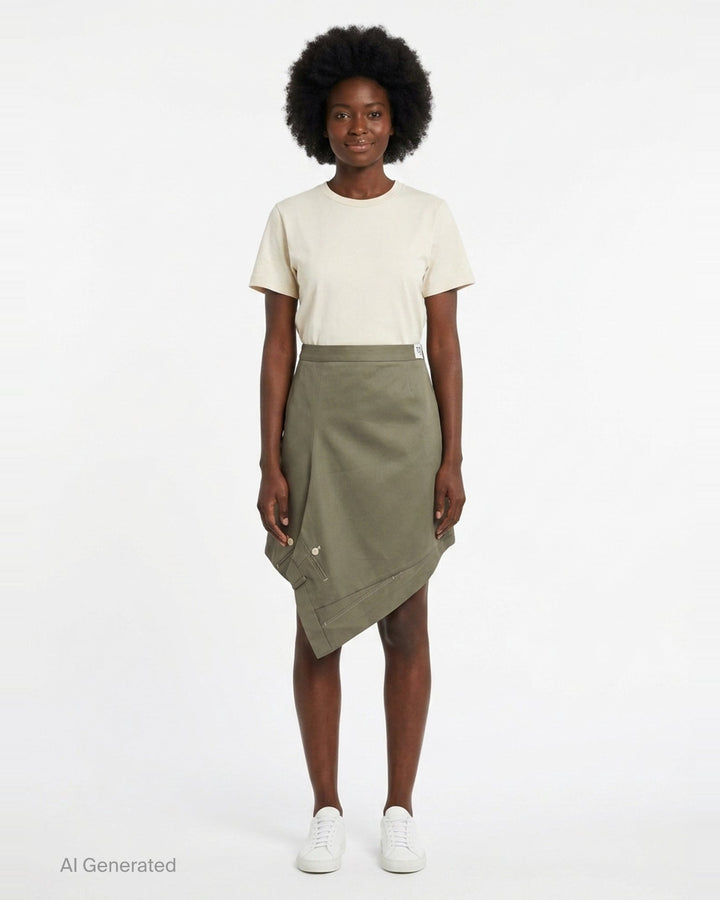 Cotton Asymmetric Wrap Skirt | RE;CODE | Club21 - front