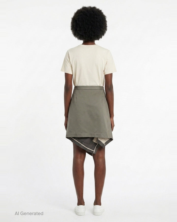 Cotton Asymmetric Wrap Skirt | RE;CODE | Club21 - back