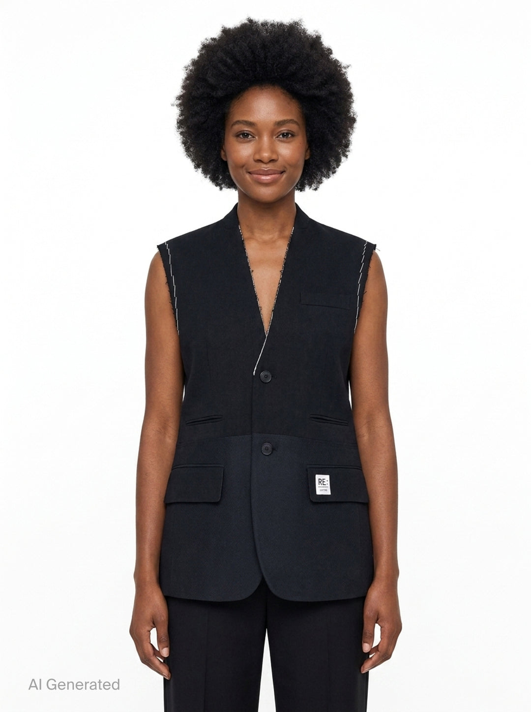 Layered Raw-Edged Vest | Re;Code | Club21 - front