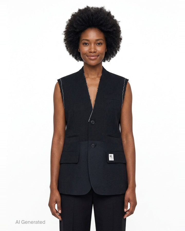 Layered Raw-Edged Vest | Re;Code | Club21 - front