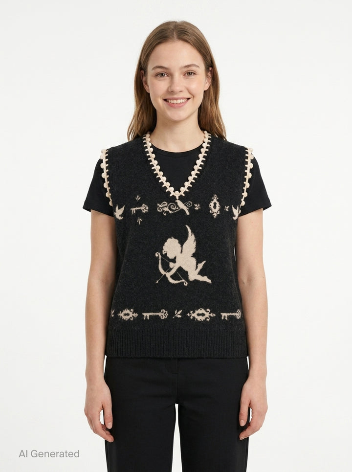 Angel Print Knit Vest | Renli Su | Club21 - front