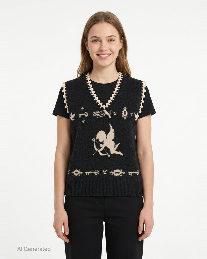 Angel Print Knit Vest | Renli Su | Club21 - front
