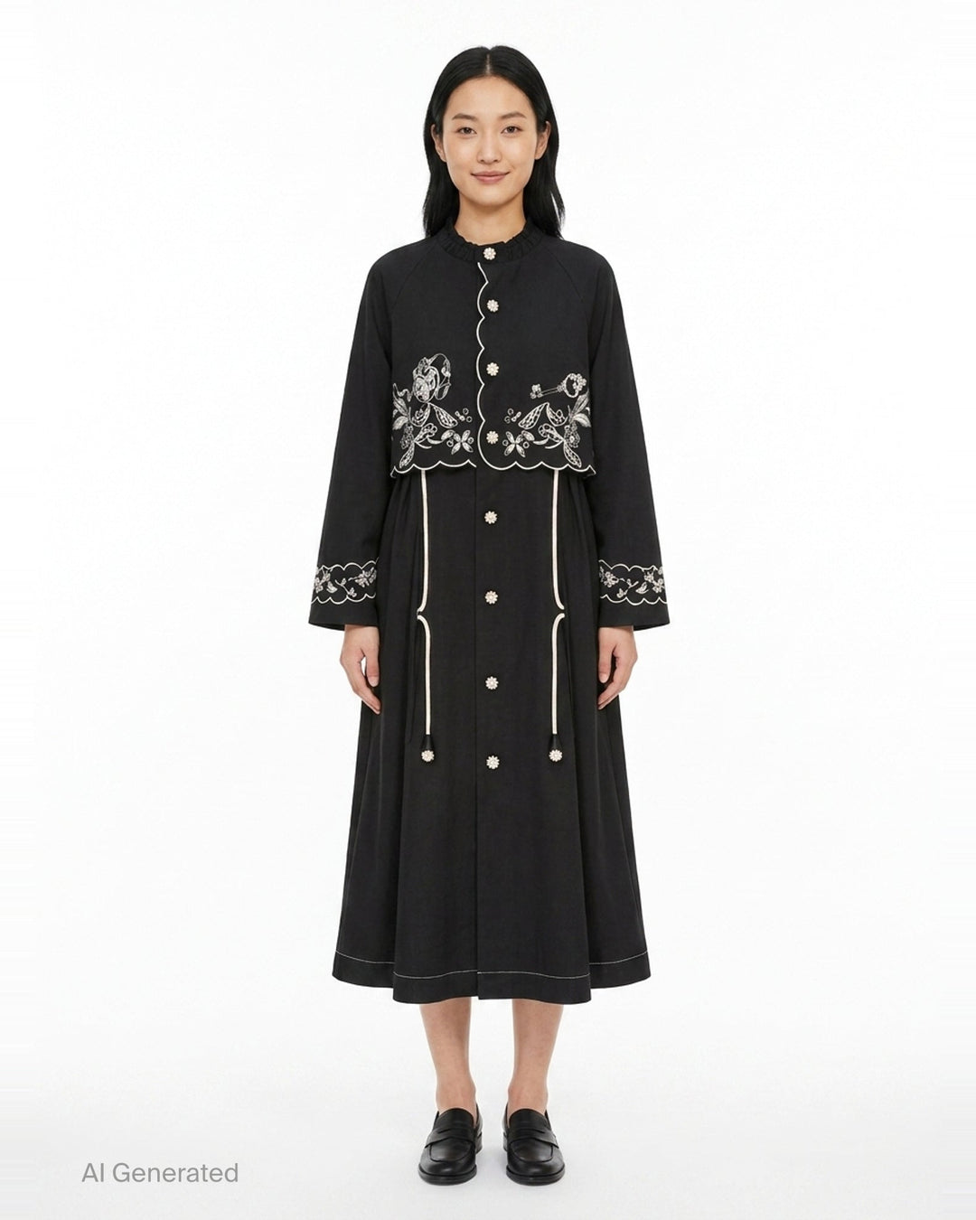 Embroidered Contrast Trench Coat | Renli Su | Club21 - front