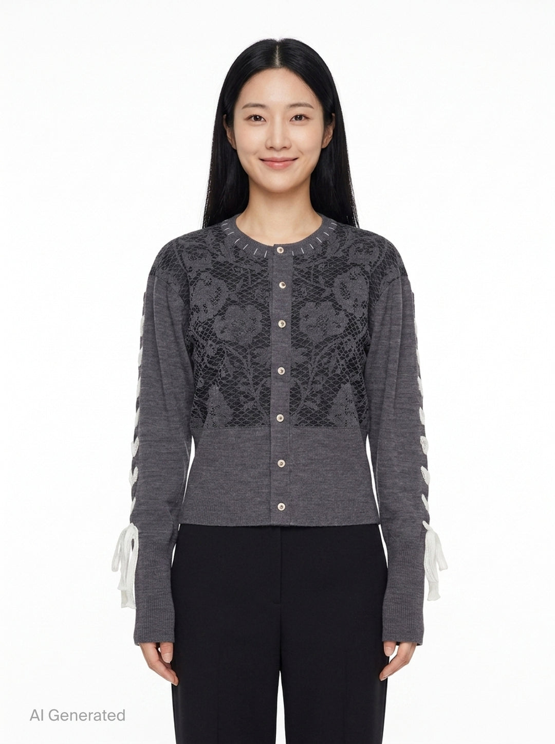 Floral Lace Panel Long Sleeve Cardigan | Renli Su | Club21 - front