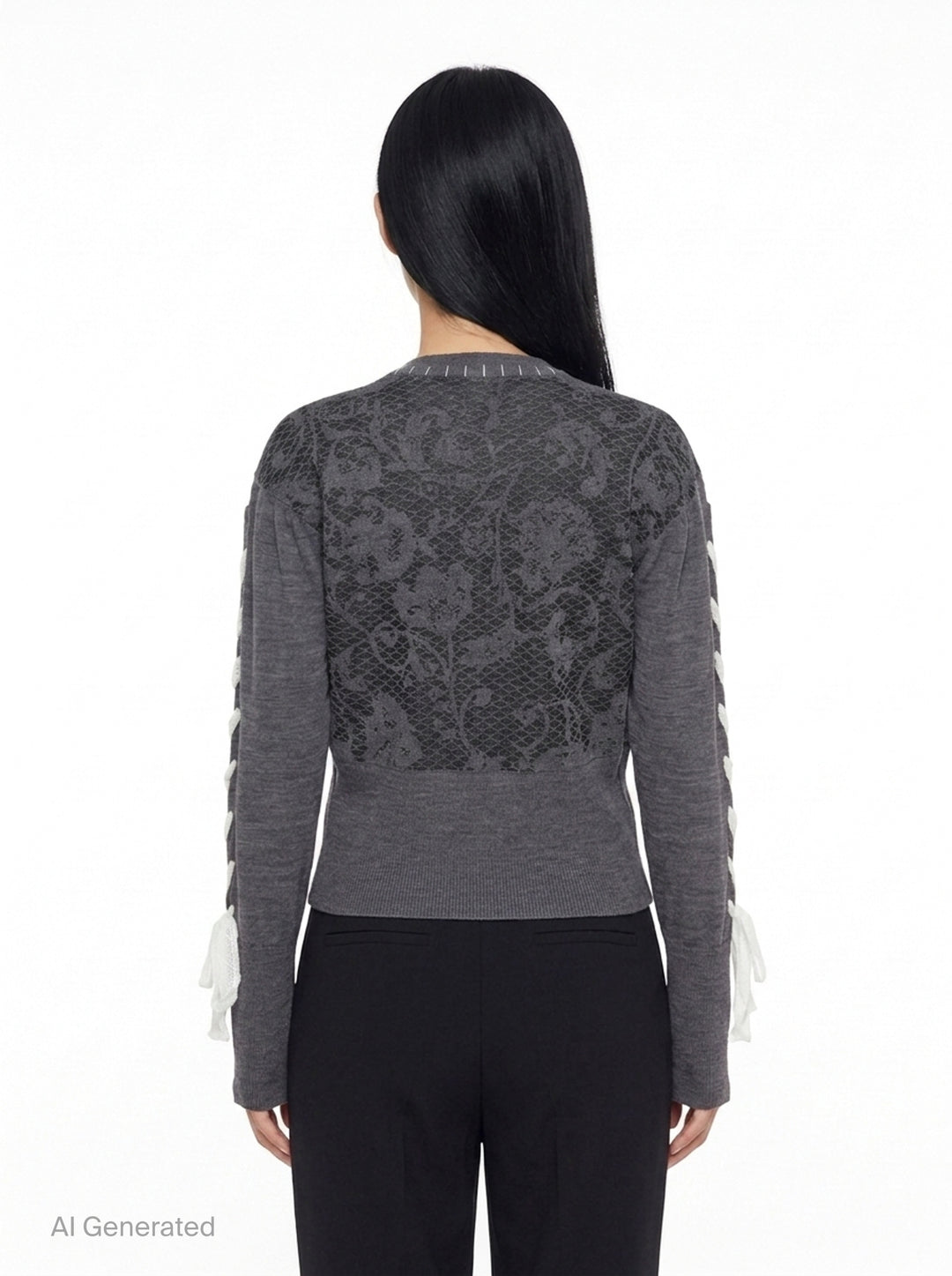 Floral Lace Panel Long Sleeve Cardigan | Renli Su | Club21 - back