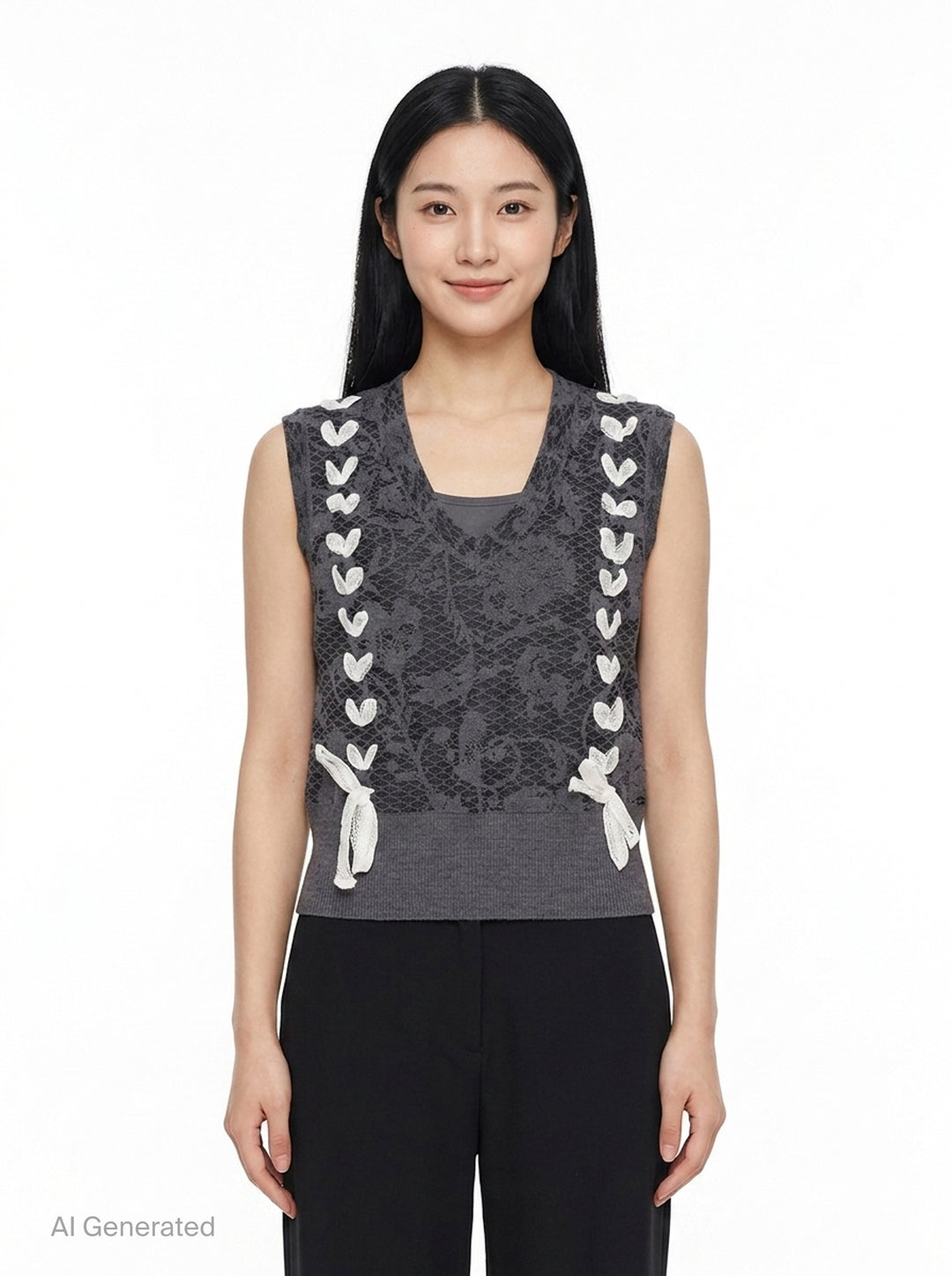 Knit Floral Lace Vest | Renli Su | Club21 - front