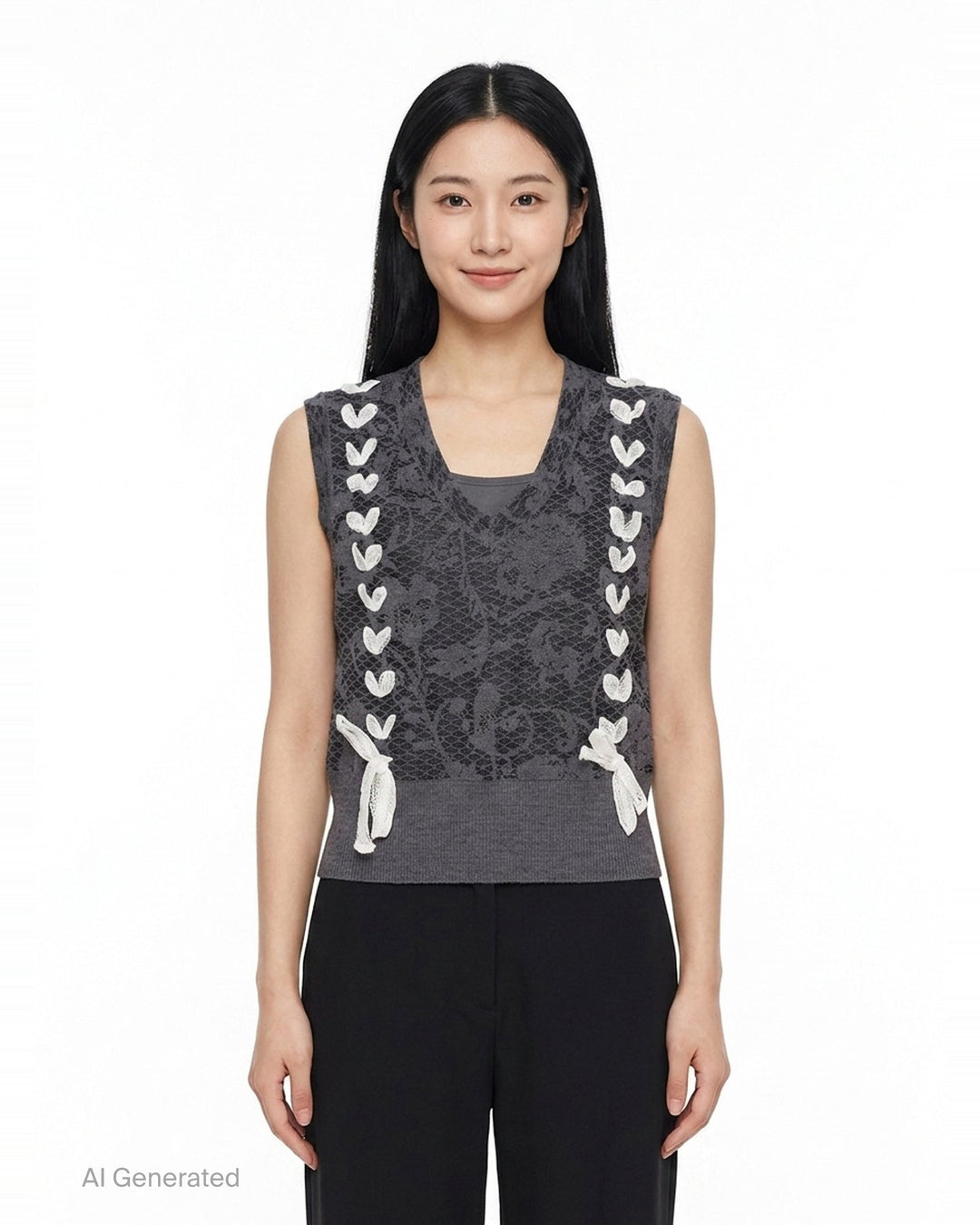 Knit Floral Lace Vest | Renli Su | Club21 - front