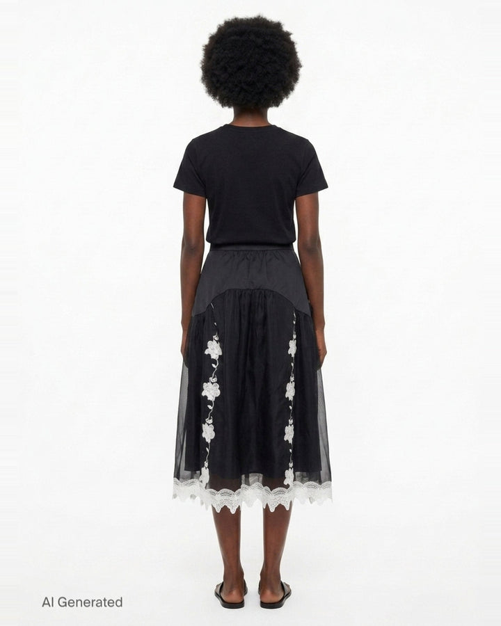 Layered Lace Midi Skirt | Renli Su | Club21 - back