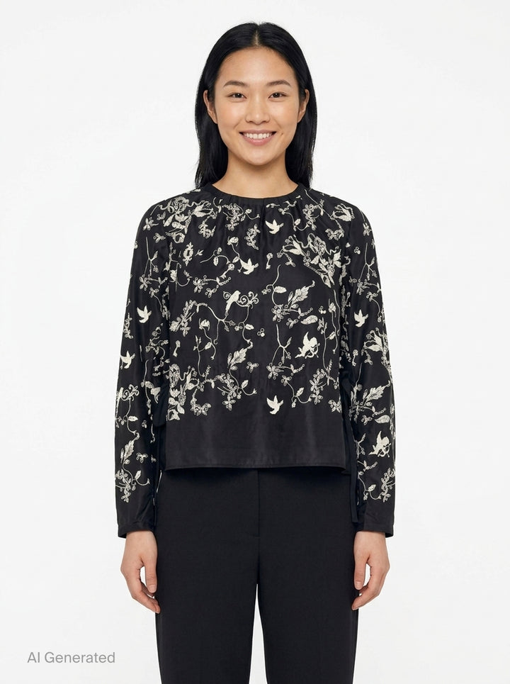 Long Sleeve Embroidered Blouse | Renli Su | Club21 - front