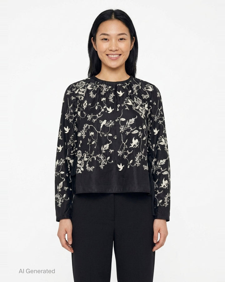 Long Sleeve Embroidered Blouse | Renli Su | Club21 - front