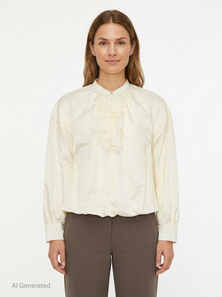 Long Sleeve Ruffle Front Blouse | Renli Su | Club21 - front