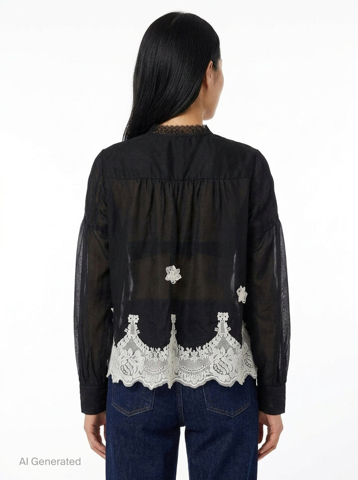 Relaxed Lace Trim Blouse | Renli Su | Club21 - back