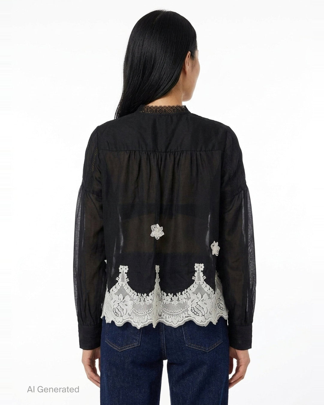 Relaxed Lace Trim Blouse | Renli Su | Club21 - back