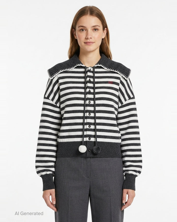 Striped Long Sleeve Cardigan | Renli Su | Club21 - front