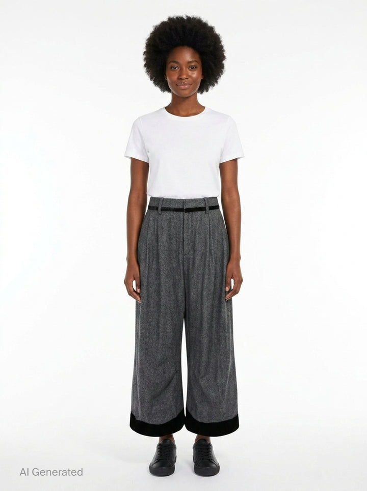 Wide-Leg Herringbone Trousers | Renli Su | Club21 - front