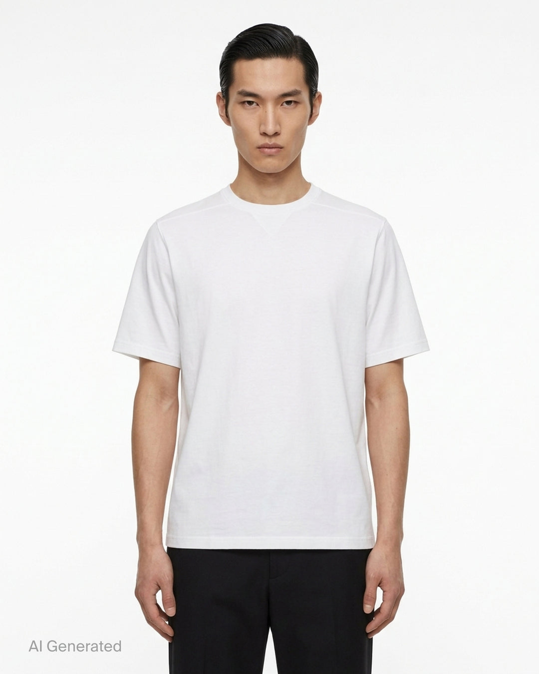Rick Owens Brad T short sleeve crewneck tee in double cotton jersey, front view - front