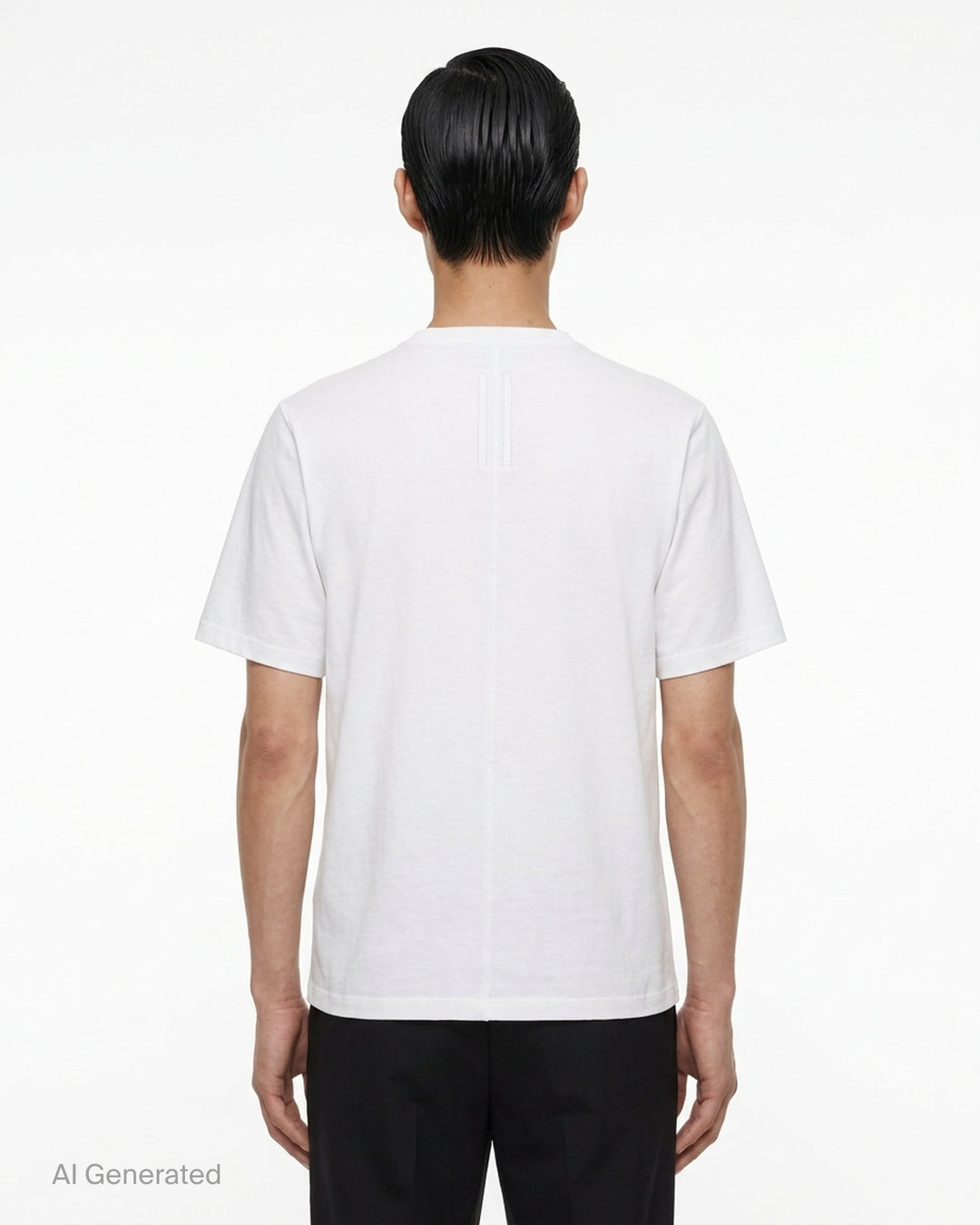 Rick Owens Brad T short sleeve crewneck tee in double cotton jersey, front view - back