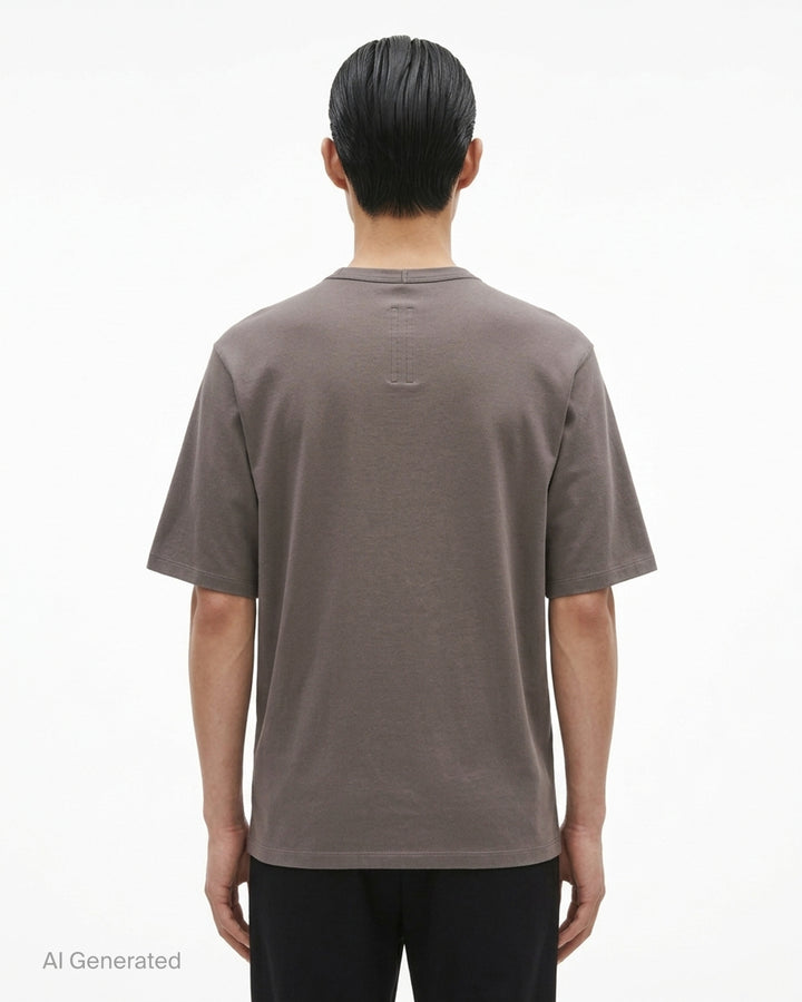 Rick Owens Brad T short sleeve crewneck tee in double cotton jersey, front view - back