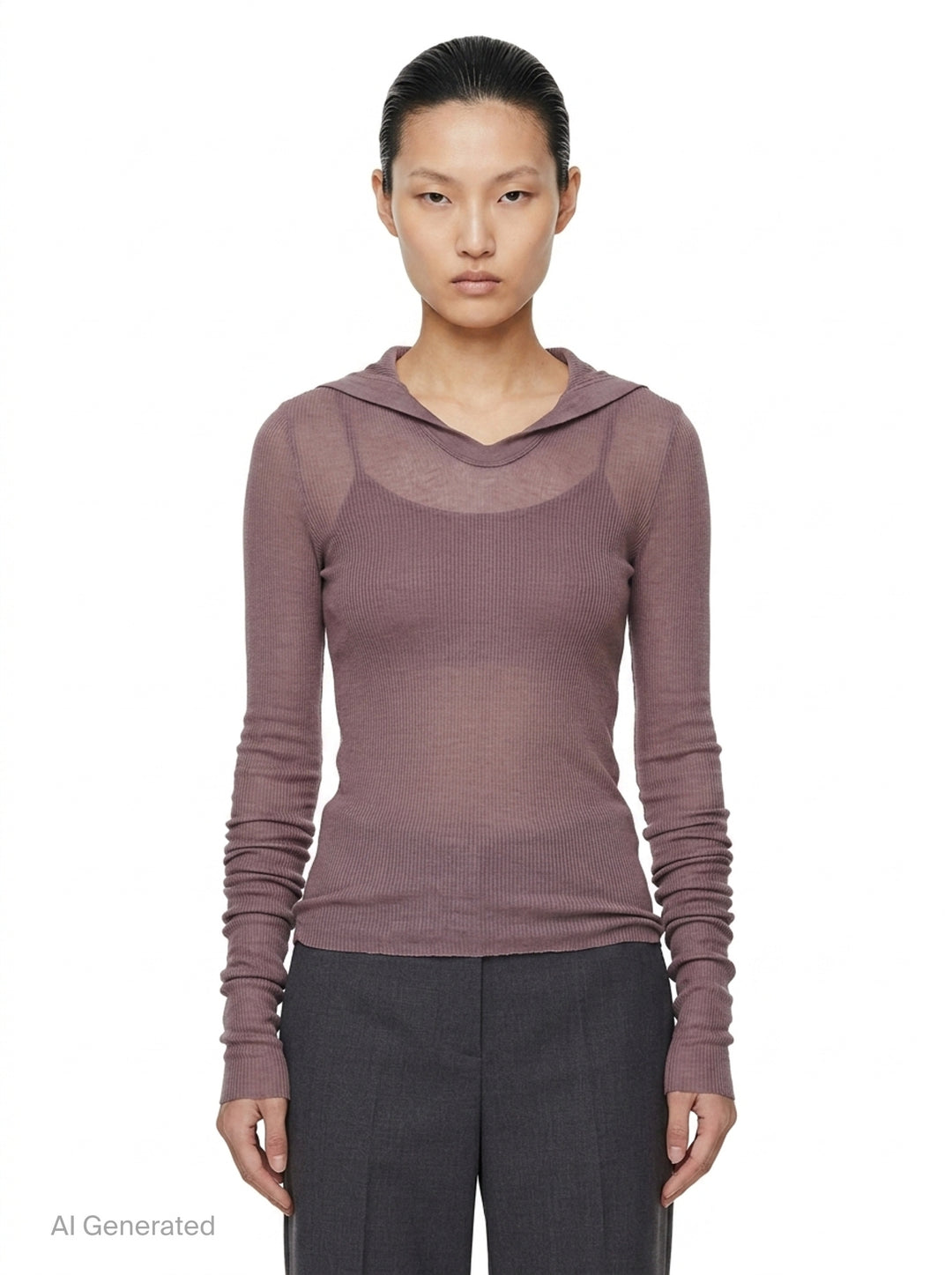 Cropped Hooded Long Sleeve Tee | Rick Owens | Club21 - front