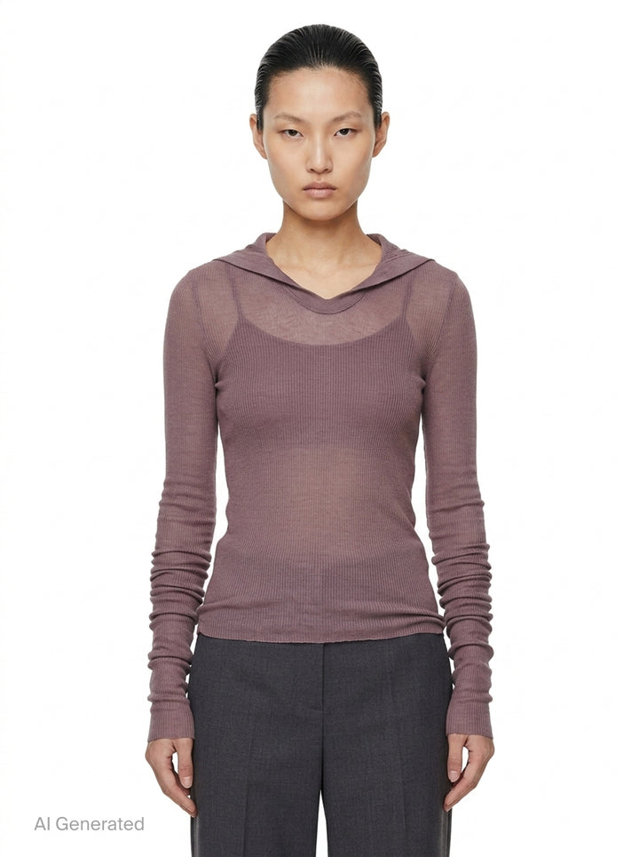 Cropped Hooded Long Sleeve Tee | Rick Owens | Club21 - front