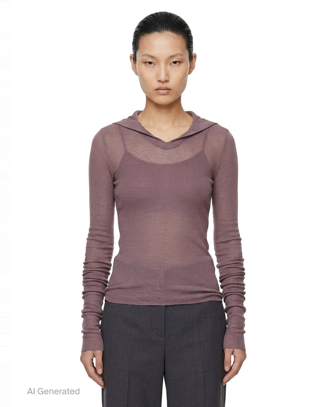 Cropped Hooded Long Sleeve Tee | Rick Owens | Club21 - front