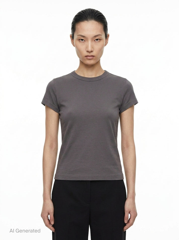 Cropped Level Classic Cotton Tee | Rick Owens | Club21 - front