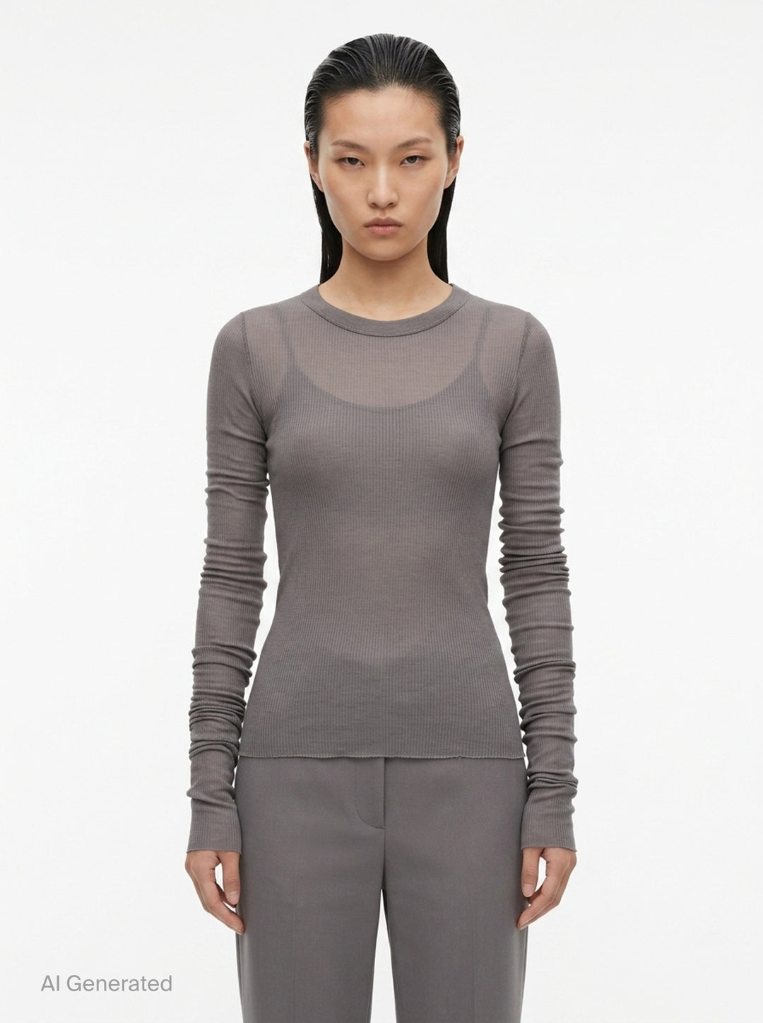 Cropped Rib Long Sleeve Tee | Rick Owens | Club21 - front