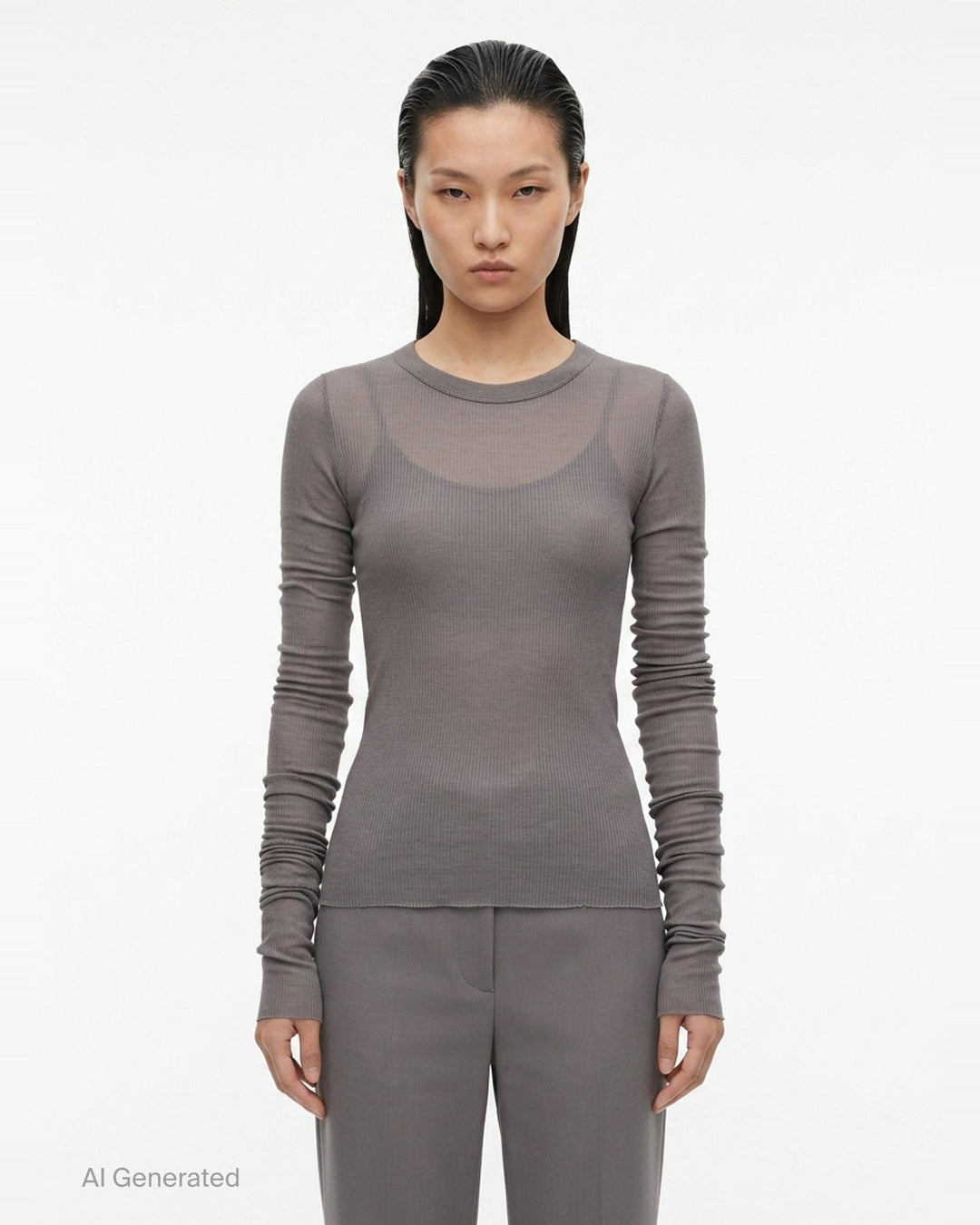 Cropped Rib Long Sleeve Tee | Rick Owens | Club21 - front