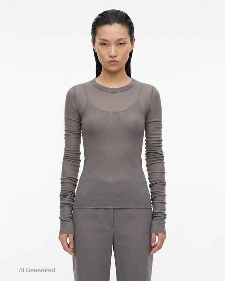 Cropped Rib Long Sleeve Tee | Rick Owens | Club21 - front