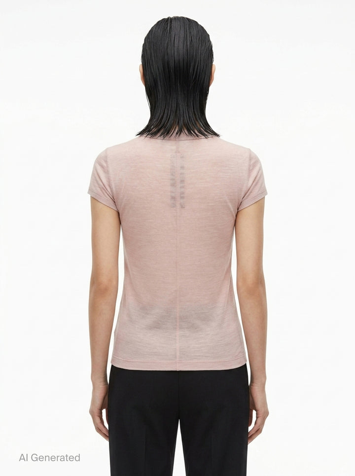 Cropped Wool Silk Jersey Tee | Rick Owens | Club21 - back