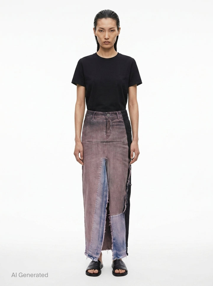 Denim Sliced Rose Wash Skirt | Rick Owens | Club21 - front