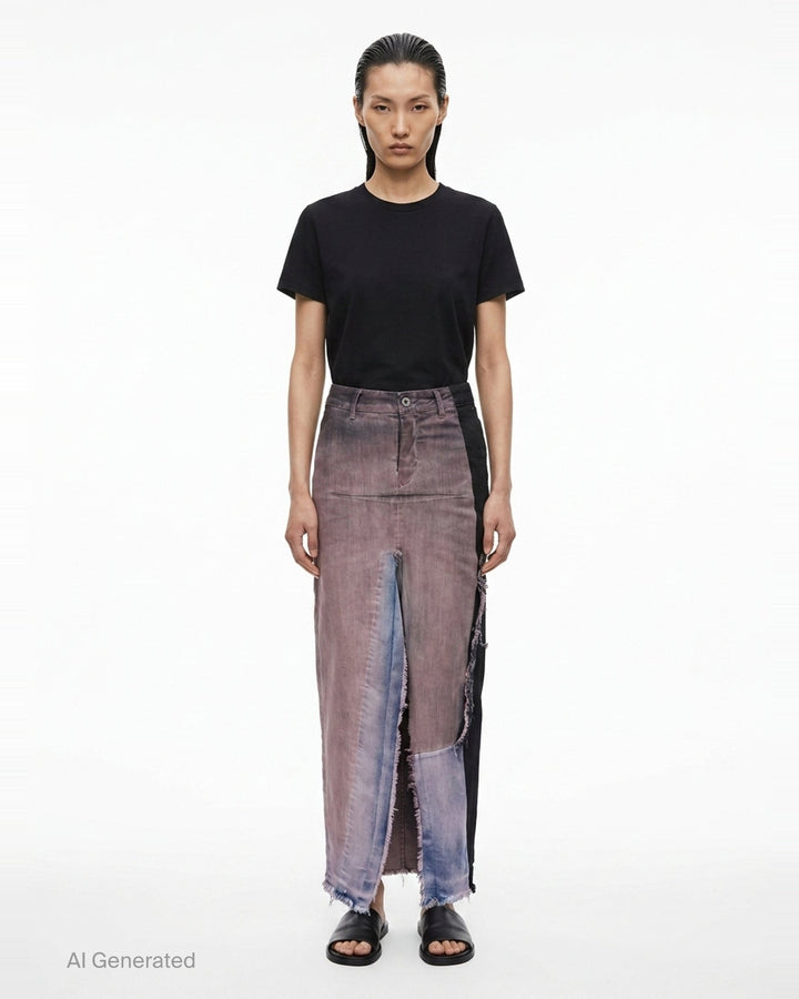 Denim Sliced Rose Wash Skirt | Rick Owens | Club21 - front