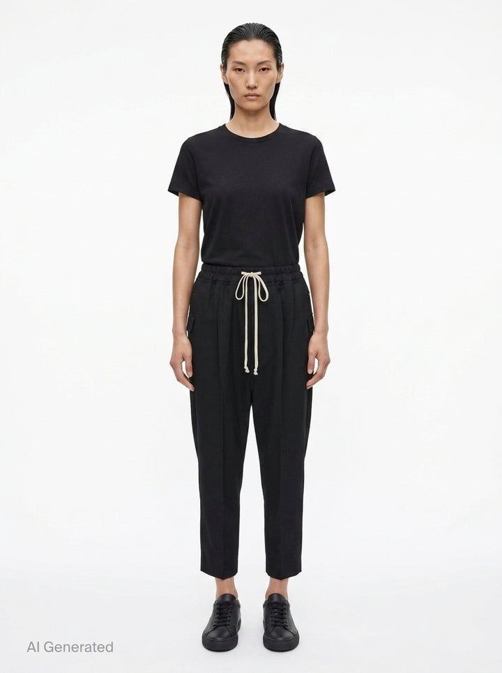 Drawstring Astaires Cropped Pants | Rick Owens | Club21 - front